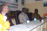 Opening ceremony (from left to right: Executive Secretary of AEWA, Bert Lenten , Minister of Environment and Livelihood, Mr. Salifou Sawadogo and Director General for Nature Conservation, Mr. Ouedraogo Joachim)
