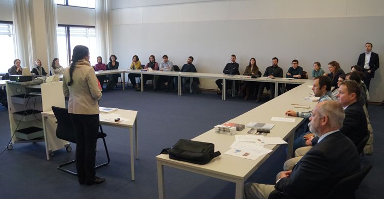 Yelizaveta Protas (UNEP/CMS) addressing Klaus Töpfer Fellowship Scholars © Aydin Bahramlouian, UNEP/CMS