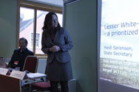 From right: Dr. Ingar Jostein Øien from NOF and Ms. Heidi Sørensen, State Secretary of the Ministry of the Environment of Norway / Photo: Sergey Dereliev (UNEP/AEWA Secretariat)