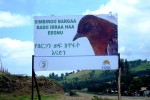 A bill board bearing the picture of the White-winged Flufftail and a message to protect it was placed on a roadside in Berga © EWNHS