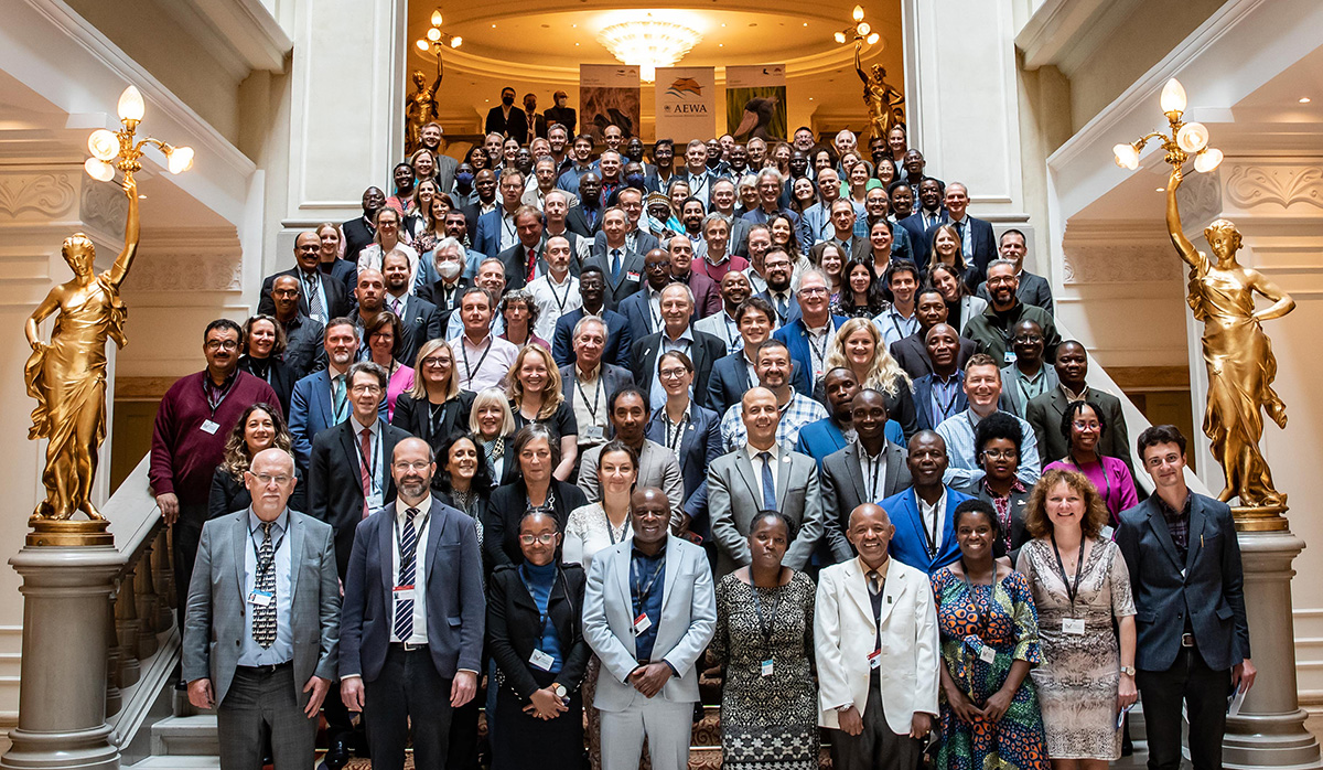 Group Photo of all participants on the final day of AEWA MOP8 in Budapest, Hungary - © CIC/Eszter Gordon